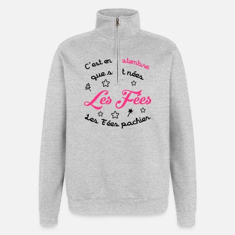 fille / fée / princesse / bébé - Sweat à zip 1/4 - gris chiné