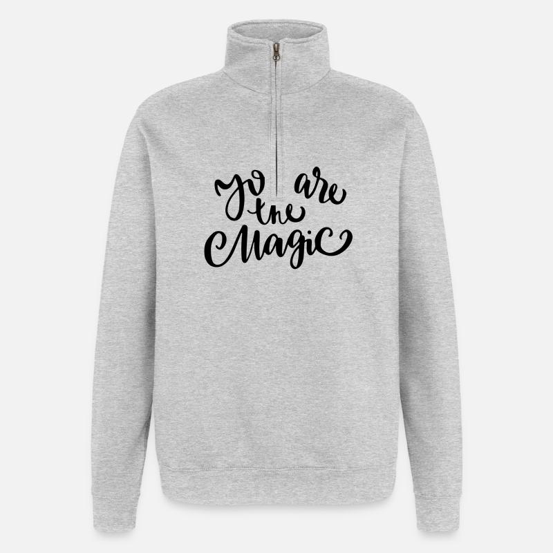 Du bist magisch - Magic - Quarter-Zip-Sweatshirt - Grau meliert