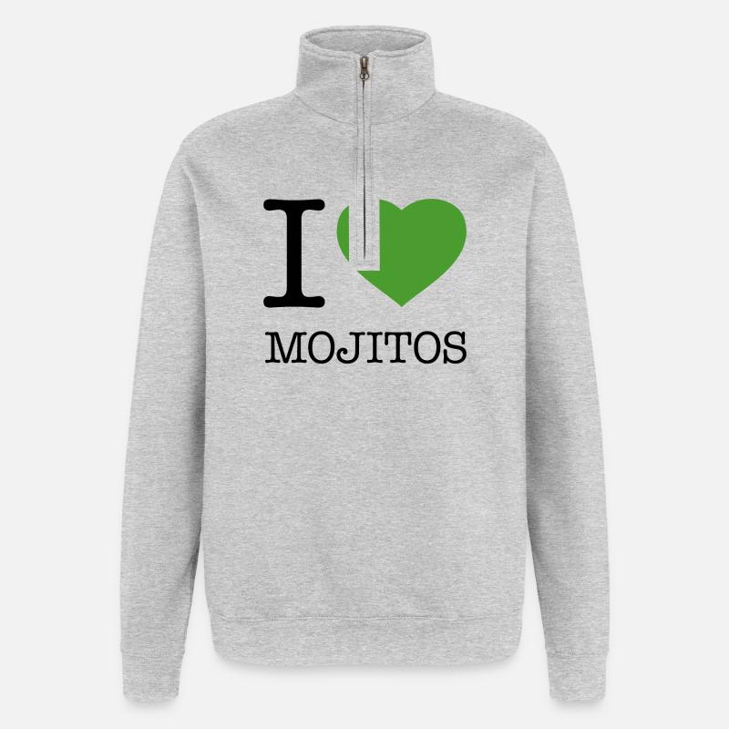 J'AIME LES MOJITOS - Sweat à zip 1/4 - gris chiné