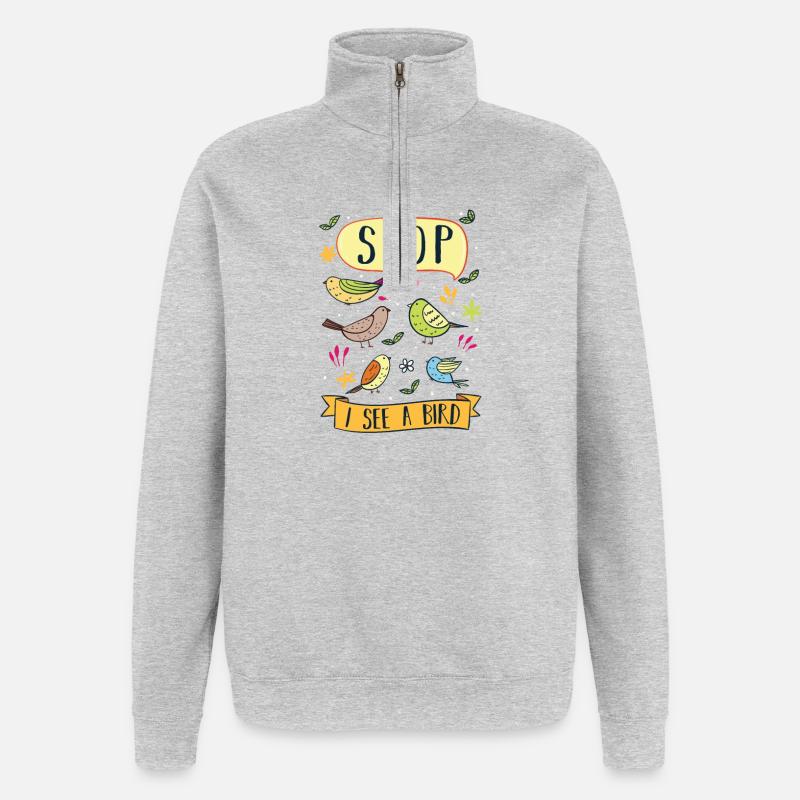 Vogelkunde Vögel - Quarter-Zip-Sweatshirt - Grau meliert