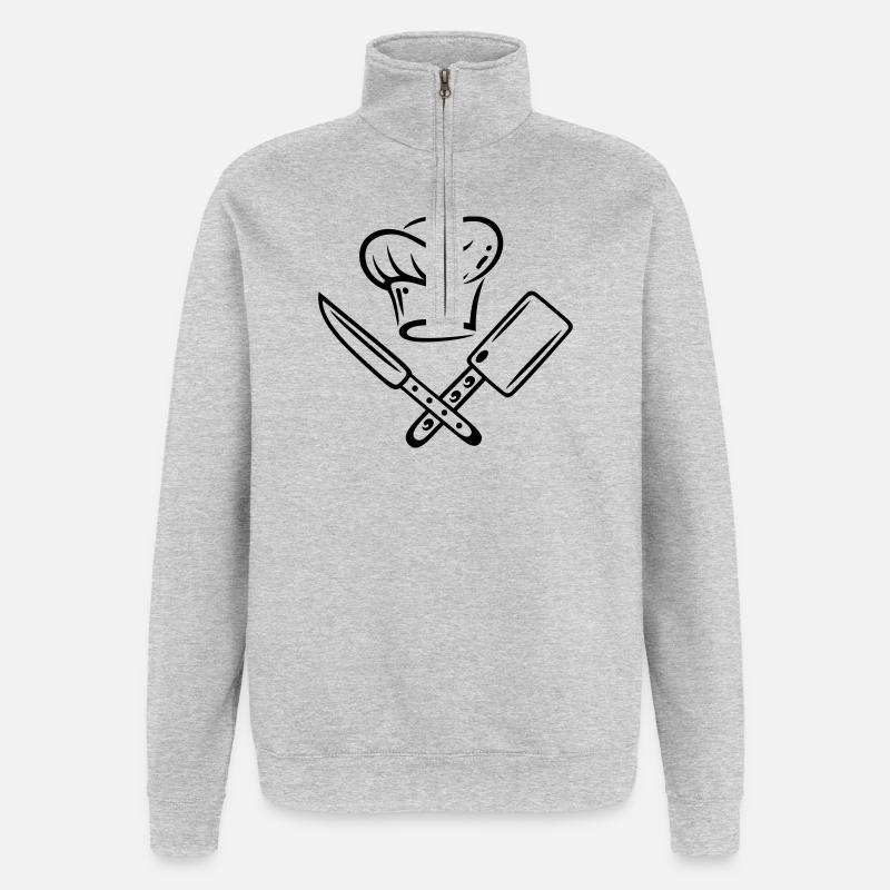 Cuisiner, chapeau de chef - Sweat à zip 1/4 - gris chiné