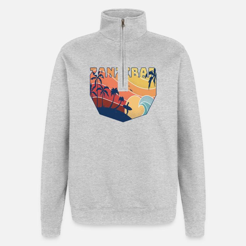 Surfer Design / Geschenk - Quarter-Zip-Sweatshirt - Grau meliert