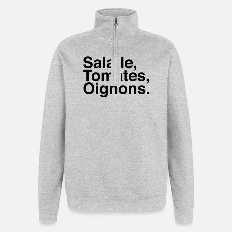 Salade Tomate Oignons  - Sweat à zip 1/4 - gris chiné