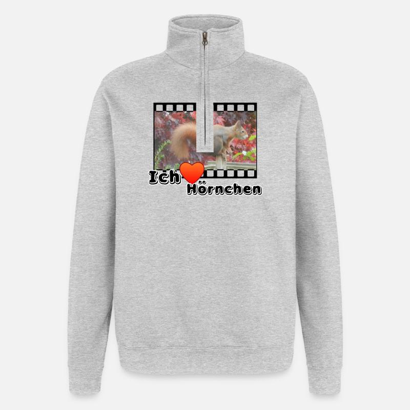 Liebe Tierfreund Eichhoernchen Tiere Spruch - Quarter-Zip-Sweatshirt - Grau meliert