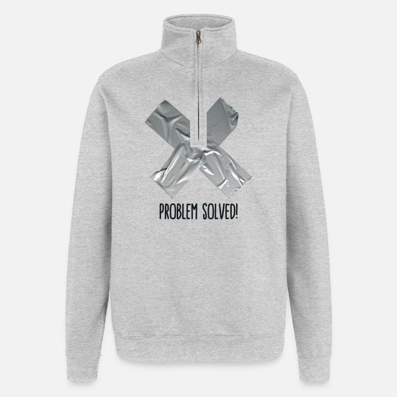 Problem Solved Duct tape - Sweat à zip 1/4 - gris chiné