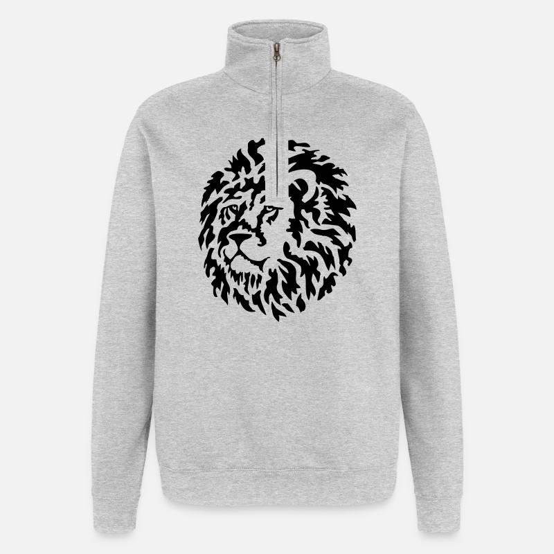 löwe raubkatze - Quarter-Zip-Sweatshirt - Grau meliert