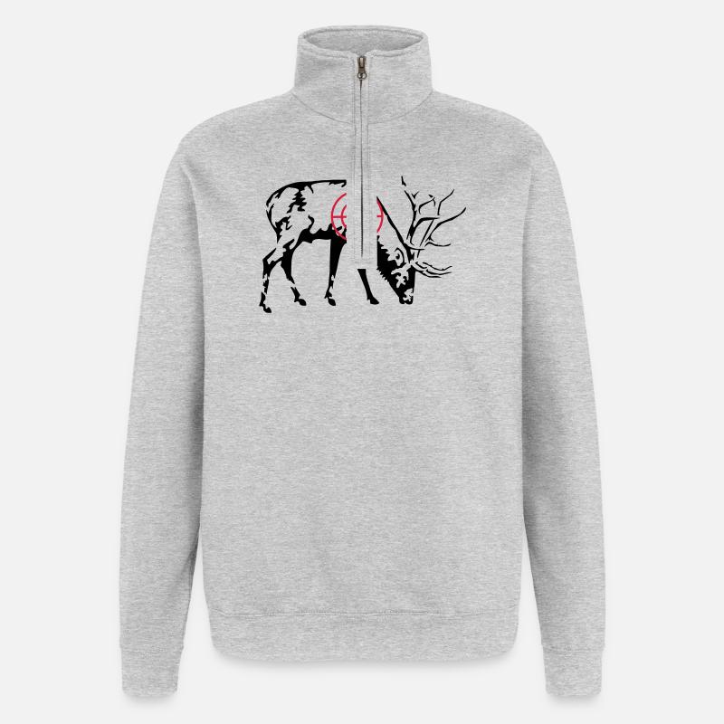 Äsender Hirsch - Quarter-Zip-Sweatshirt - Grau meliert