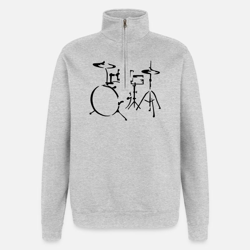 drummer schlagzeug musiker - Quarter-Zip-Sweatshirt - Grau meliert