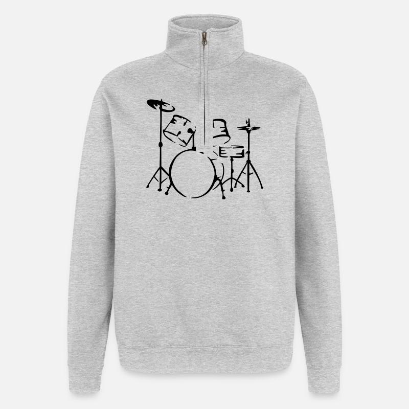 percussions - Sweat à zip 1/4 - gris chiné