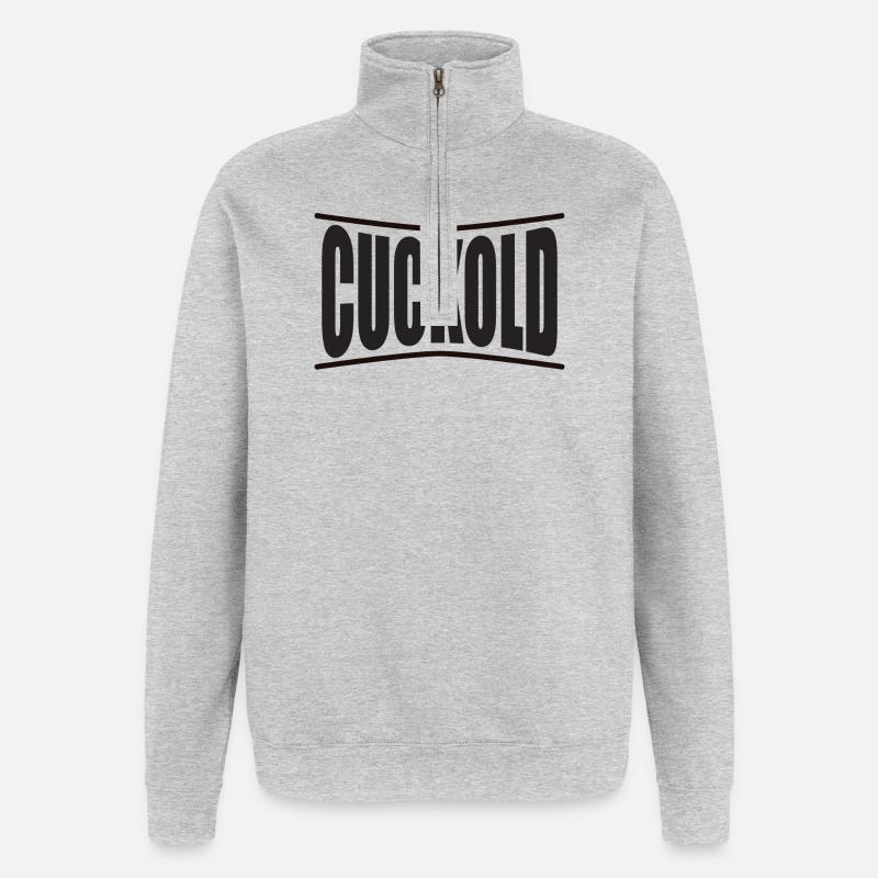 cocu t-shirt design conception de texte - Sweat à zip 1/4 - gris chiné