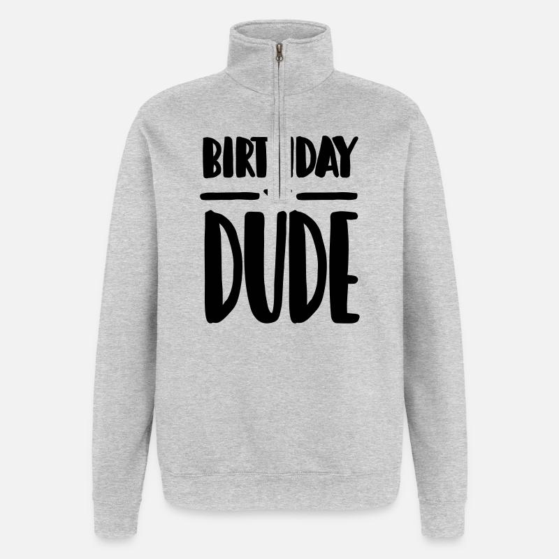 Birthday Dude - Sweat à zip 1/4 - gris chiné