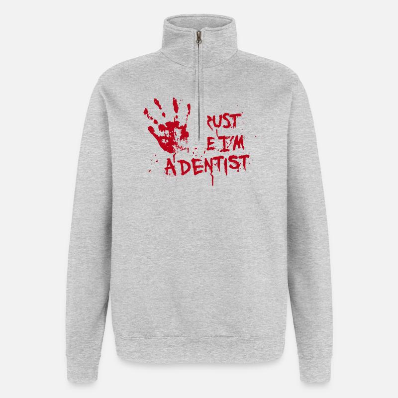 Trust me I'm a dentist - Sweat à zip 1/4 - gris chiné