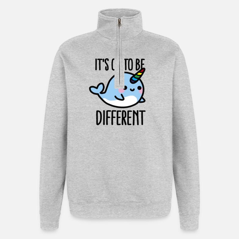 It's ok to be different - Sweat à zip 1/4 - gris chiné