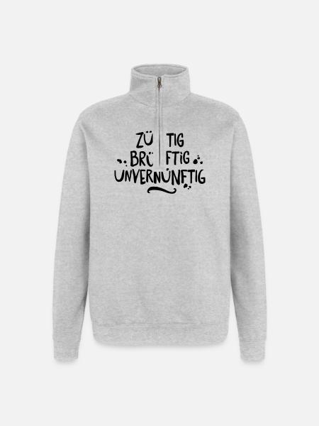 party spruch - Quarter-Zip-Sweatshirt - Grau meliert