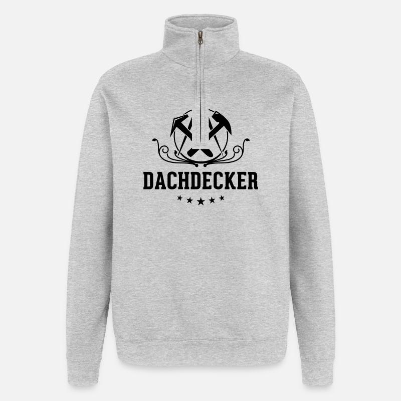 Dachdecker Schriftzug, Zunftzeichen - Quarter-Zip-Sweatshirt - Grau meliert