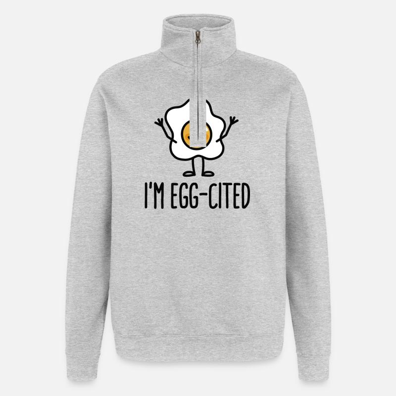 I'm EGG-cited - Quarter-Zip Sweatshirt - heather grey