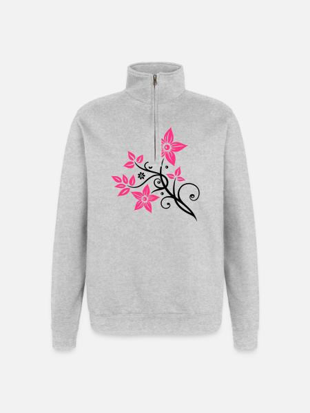 Beautiful, filigree flowers. Floral element. - Quarter-Zip Sweatshirt - heather grey