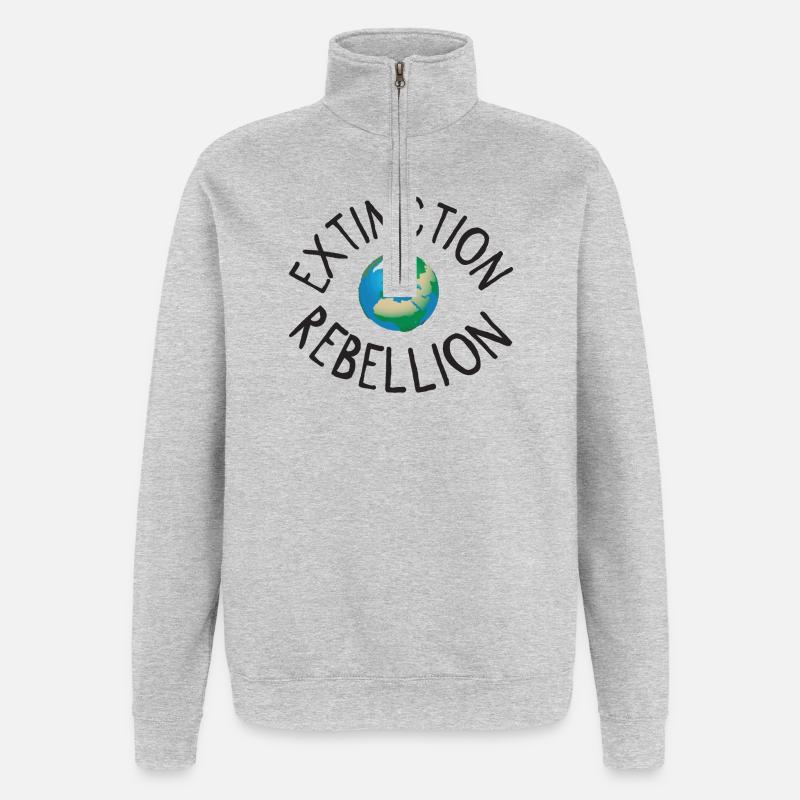 Extinction Rebellion Planet Erde schwarz - Quarter-Zip-Sweatshirt - Grau meliert