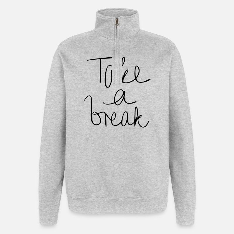 Faire une pause - Sweat à zip 1/4 - gris chiné