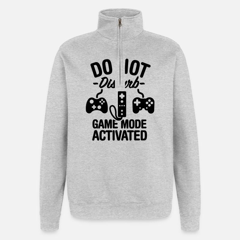 Do not disturb game mode activated - Quarter-Zip-Sweatshirt - Grau meliert