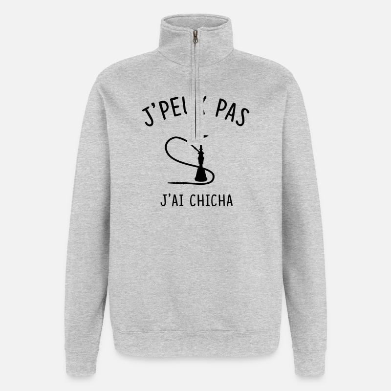 J'PEUX PAS J'AI CHICHA - Sweat à zip 1/4 - gris chiné