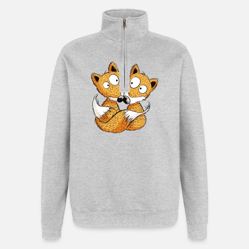 Fuchs Partner - Füchse - Team - Freundschaft - Quarter-Zip-Sweatshirt - Grau meliert
