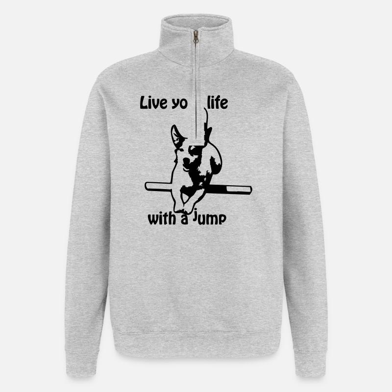 Agility Jack Russel Terrier - Sweat à zip 1/4 - gris chiné