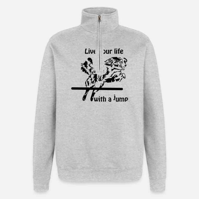 Agility Australian Shepherd Aussie - Quarter-Zip Sweatshirt - heather grey