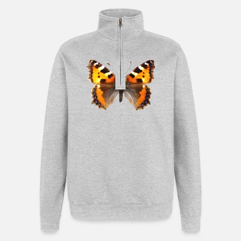 Kleiner Fuchs (Aglaiis urticae) Schmetterling - Quarter-Zip-Sweatshirt - Grau meliert