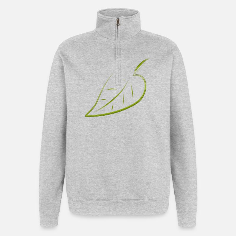 feuille - Sweat à zip 1/4 - gris chiné