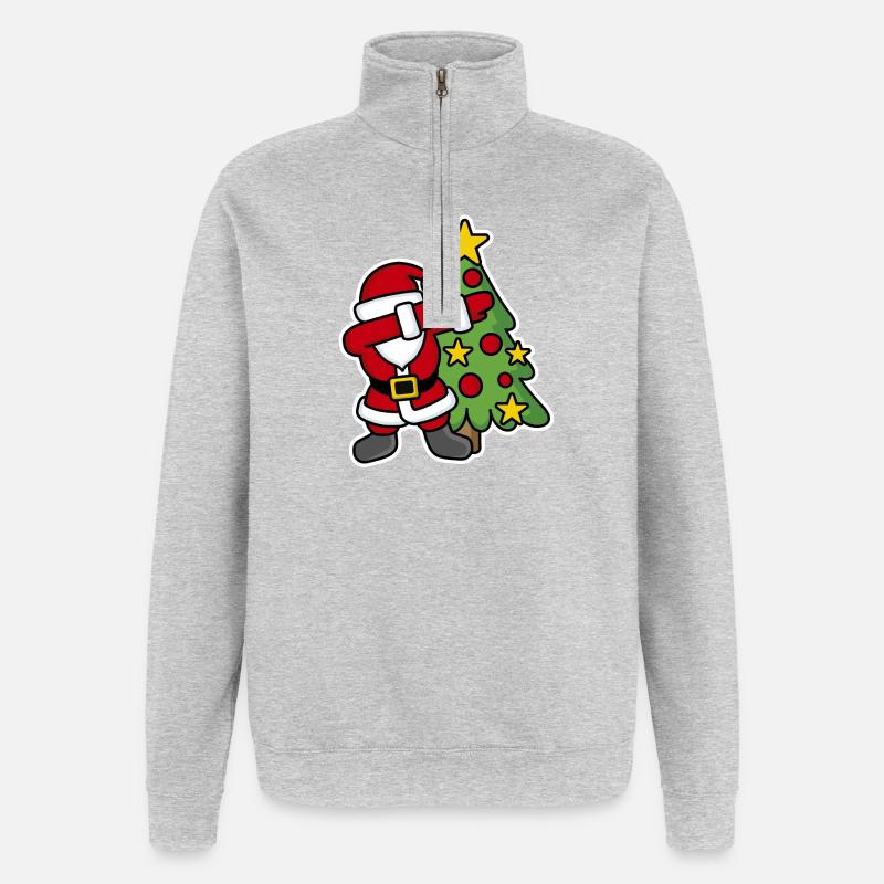 Dabbin' around the Christmas tree - Quarter-Zip-Sweatshirt - Grau meliert