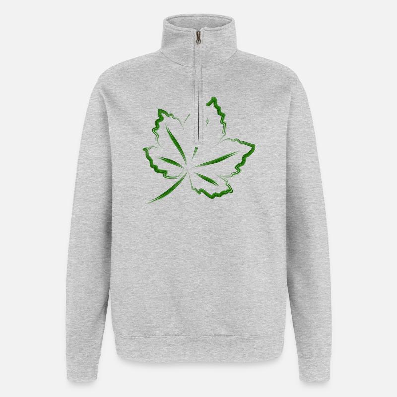 feuille - Sweat à zip 1/4 - gris chiné