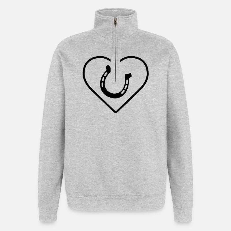 Hufeisen im Herz - Quarter-Zip-Sweatshirt - Grau meliert