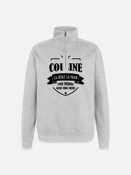 Cousin - Cousine - Famille - Naissance - Bébé - Quarter-Zip Sweatshirt - heather grey