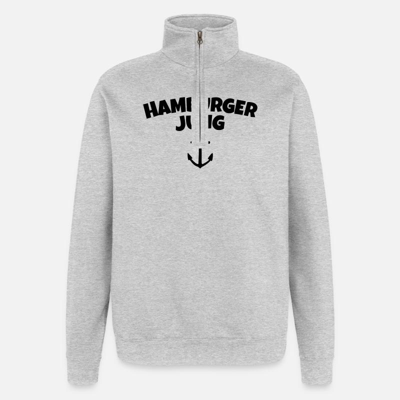 Hamburger Jung aus Hamburg - Quarter-Zip-Sweatshirt - Grau meliert