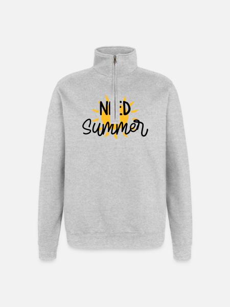 été / vacances / plage / soleil / mer - Sweat à zip 1/4 - gris chiné