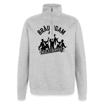 jga begleitservice bräutigam - Quarter-Zip-Sweatshirt - Grau meliert - Vorne - AI Model Female 172 light (172cm) & AI Model Male 178 dark (178cm)
