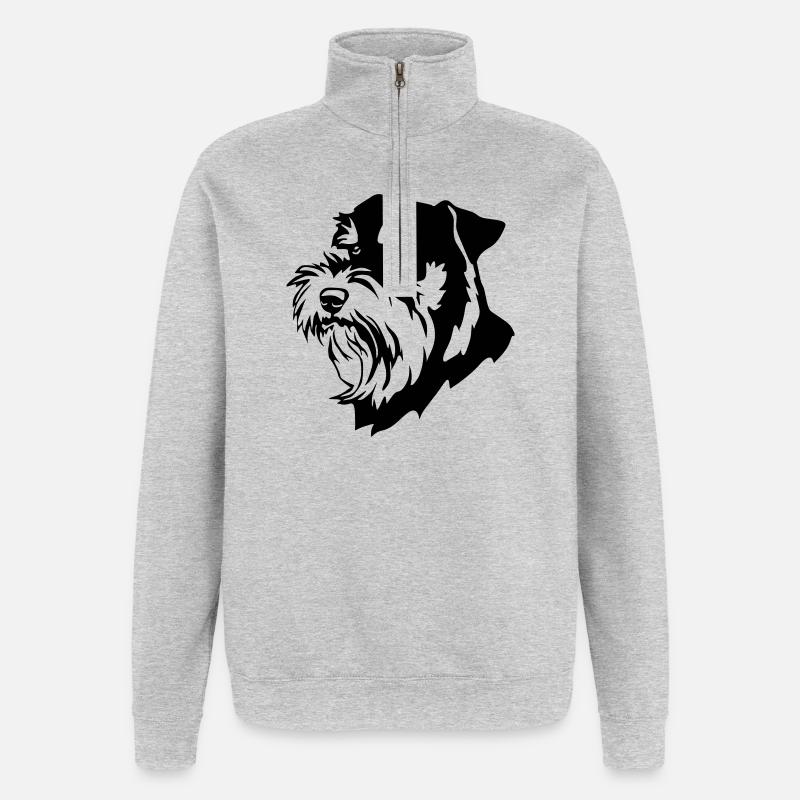 Schnauzer Kopf - Quarter-Zip-Sweatshirt - Grau meliert