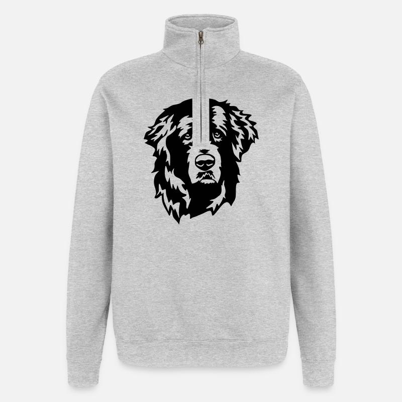 Neufundländer Kopf - Quarter-Zip-Sweatshirt - Grau meliert