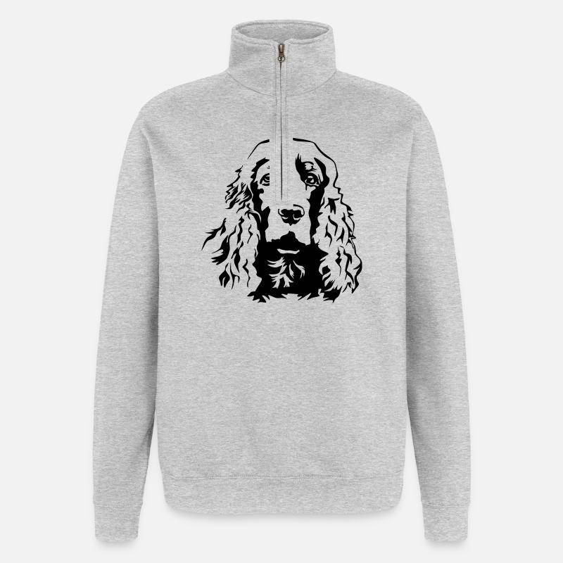 Cocker Spaniel head - Quarter-Zip Sweatshirt - heather grey