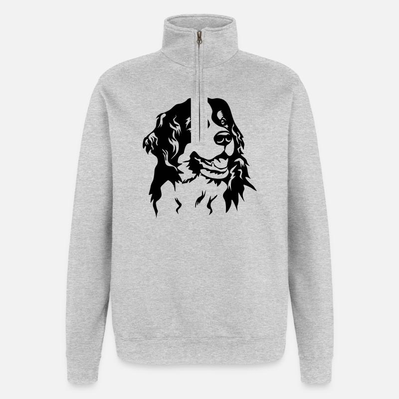 Berner Sennenhund Kopf - Quarter-Zip-Sweatshirt - Grau meliert