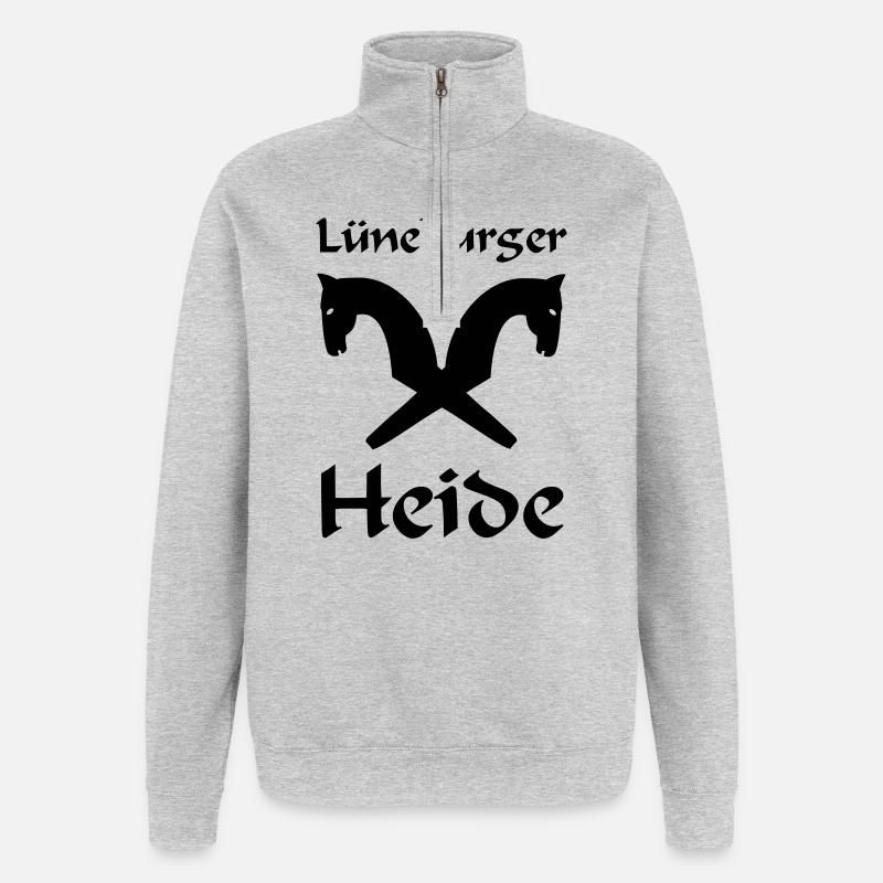 Lüneburger Heide Motiv - Quarter-Zip-Sweatshirt - Grau meliert
