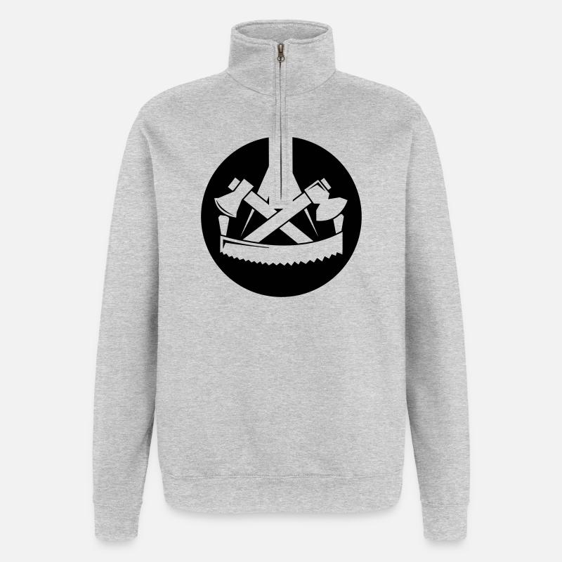 Zunftzeichen Zimmerer - Quarter-Zip-Sweatshirt - Grau meliert