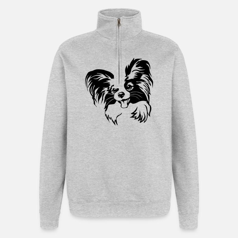 Papillon head - Quarter-Zip Sweatshirt - heather grey