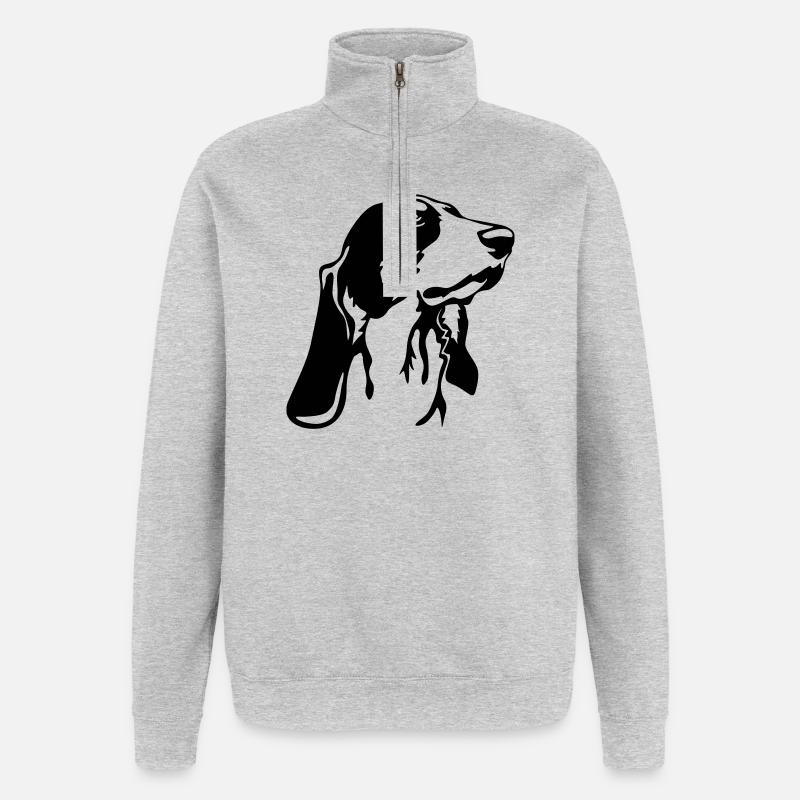Bernese hound head - Quarter-Zip Sweatshirt - heather grey