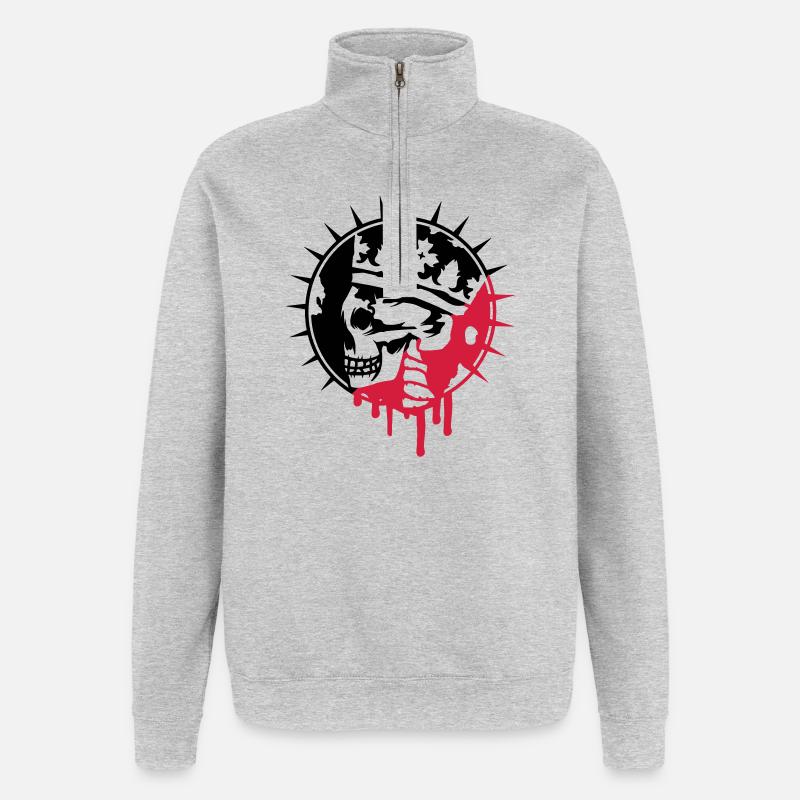 Totenschädel mit Krone Graffiti Patch - Quarter-Zip-Sweatshirt - Grau meliert