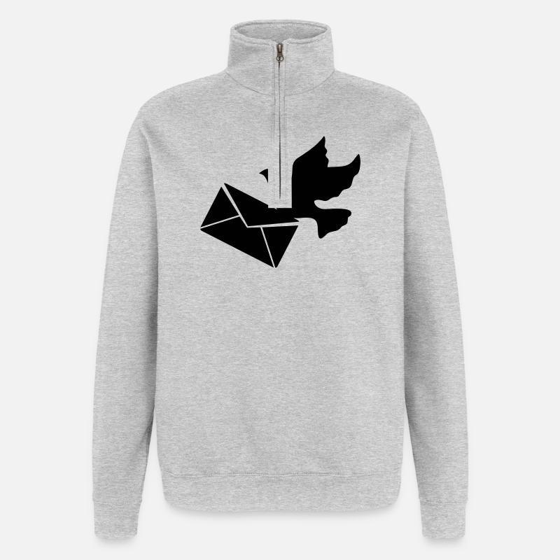 Pigeon voyageur avec une lettre - Sweat à zip 1/4 - gris chiné