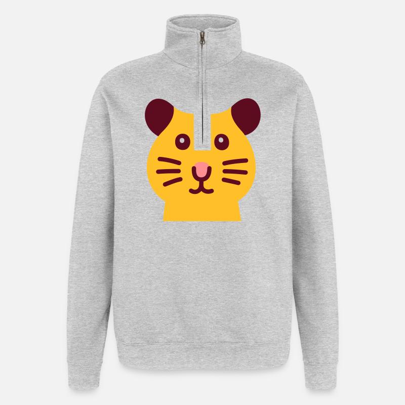 Süsser Hamster - Quarter-Zip-Sweatshirt - Grau meliert