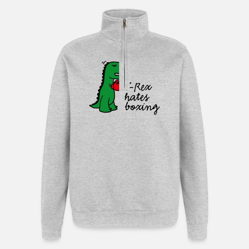 T-Rex hates boxing Boxen Boxhandschuhe - Quarter-Zip-Sweatshirt - Grau meliert