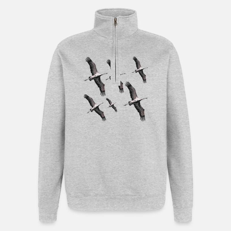 Vogelzug Kraniche - Quarter-Zip-Sweatshirt - Grau meliert